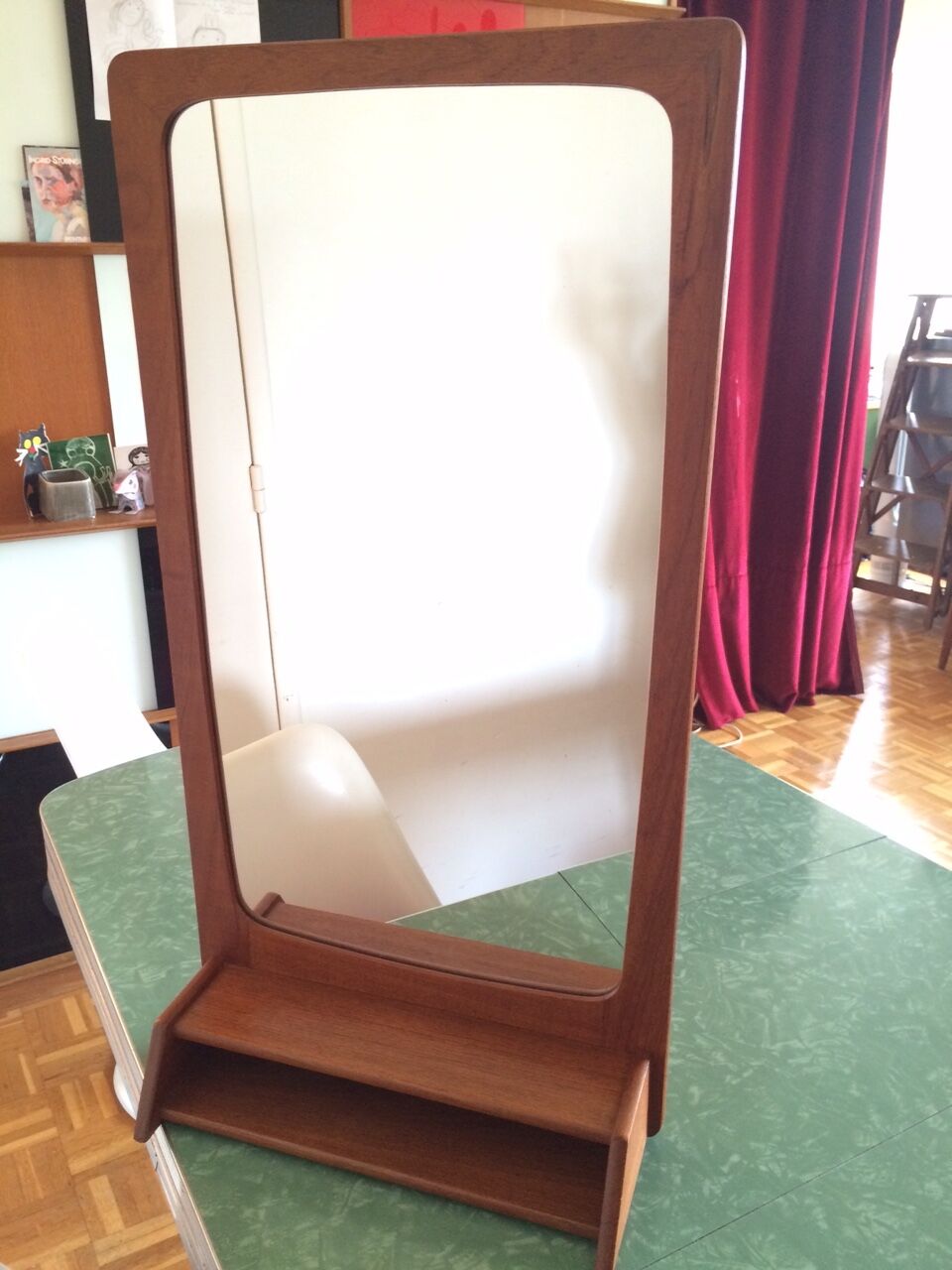 Scandinavian mirror with shelf  35x67cm