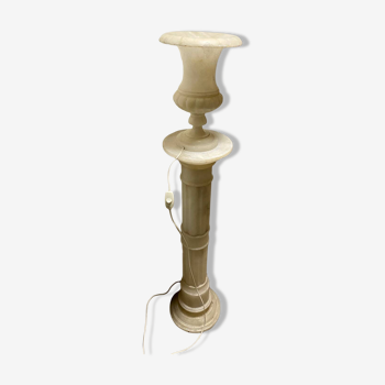 Alabaster lamp on pedestal