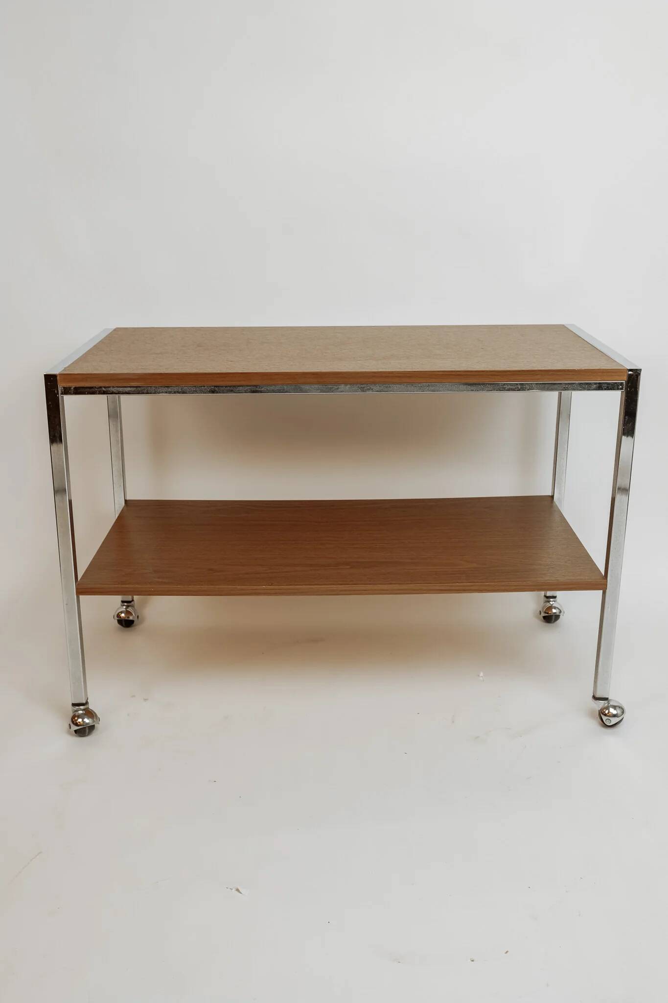 Desserte de bar vintage, années 70 - bois et chrome