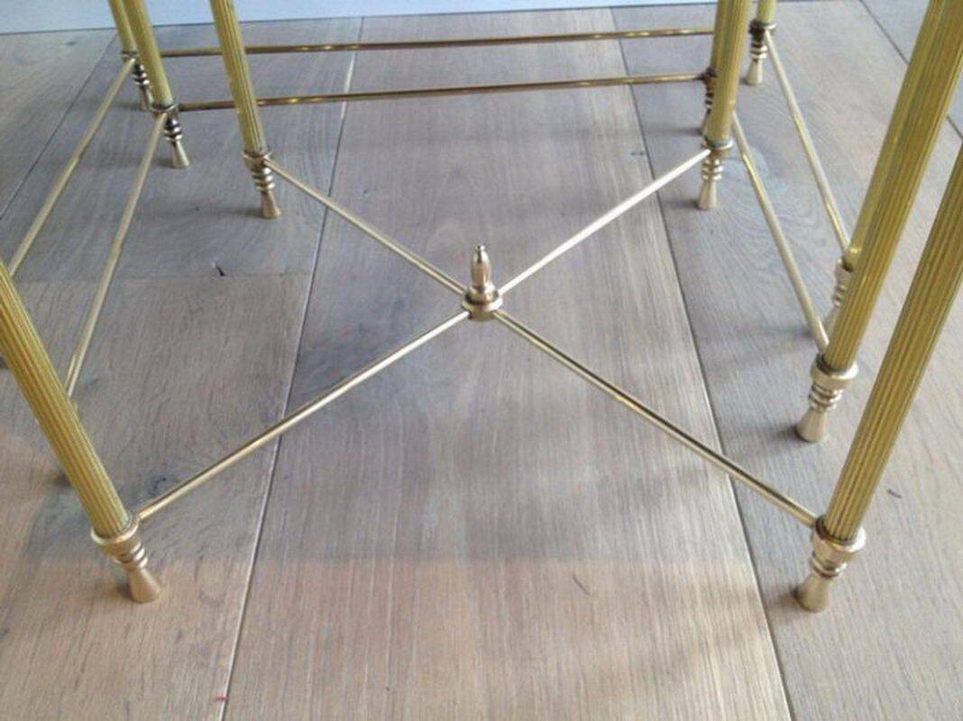 Set of 3 nesting tables with mirrored tops