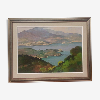 Peinture à l'huile sur panneau paysage marin île d'elbe claudio da firenze