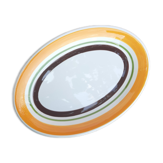 Orange and brown oval dish