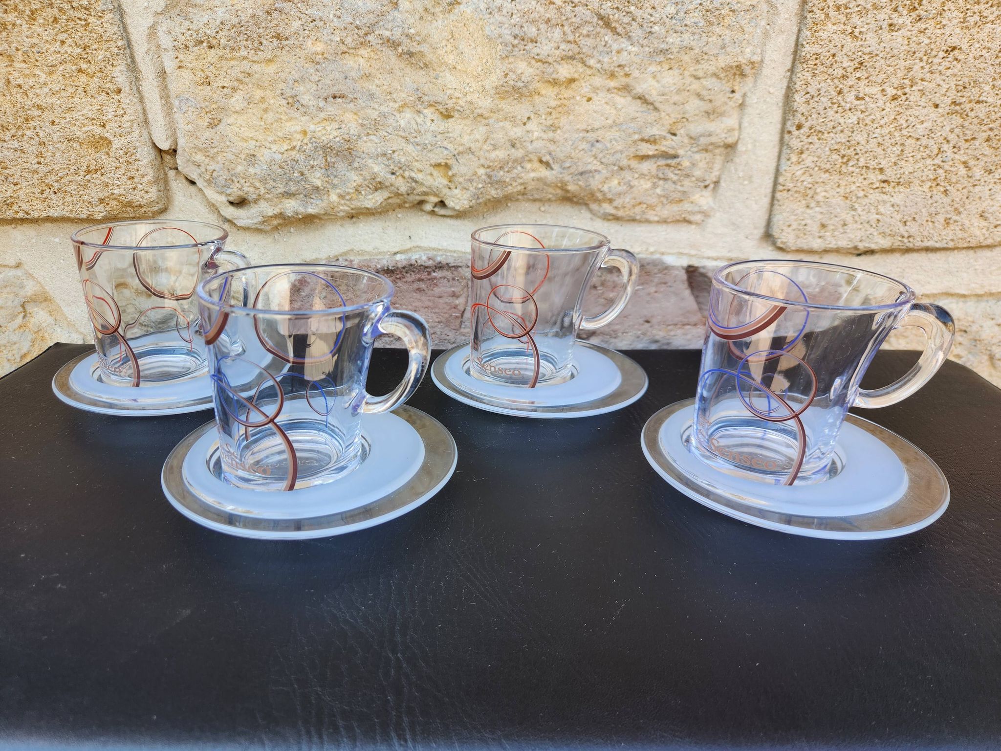 Lot de 4 tasses + sous‑tasses Senseo – Maison du Café – parfait état
