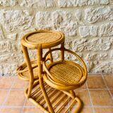 Vintage bamboo and rattan plant holder, circa 70's