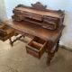 Oak desk and oak veneer feet turned Louis XIII style