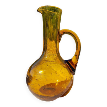 Amber blown glass pitcher