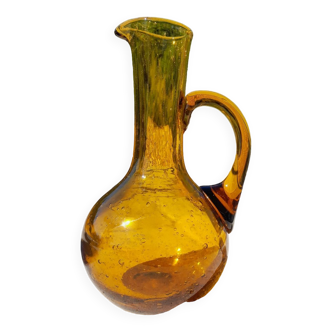 Amber blown glass pitcher