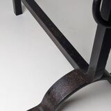 Pair of modernist wrought iron andirons - 1950s