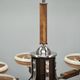 Large Art Deco Chrome, Wood and Glass Six-Light Chandelier, 1930s