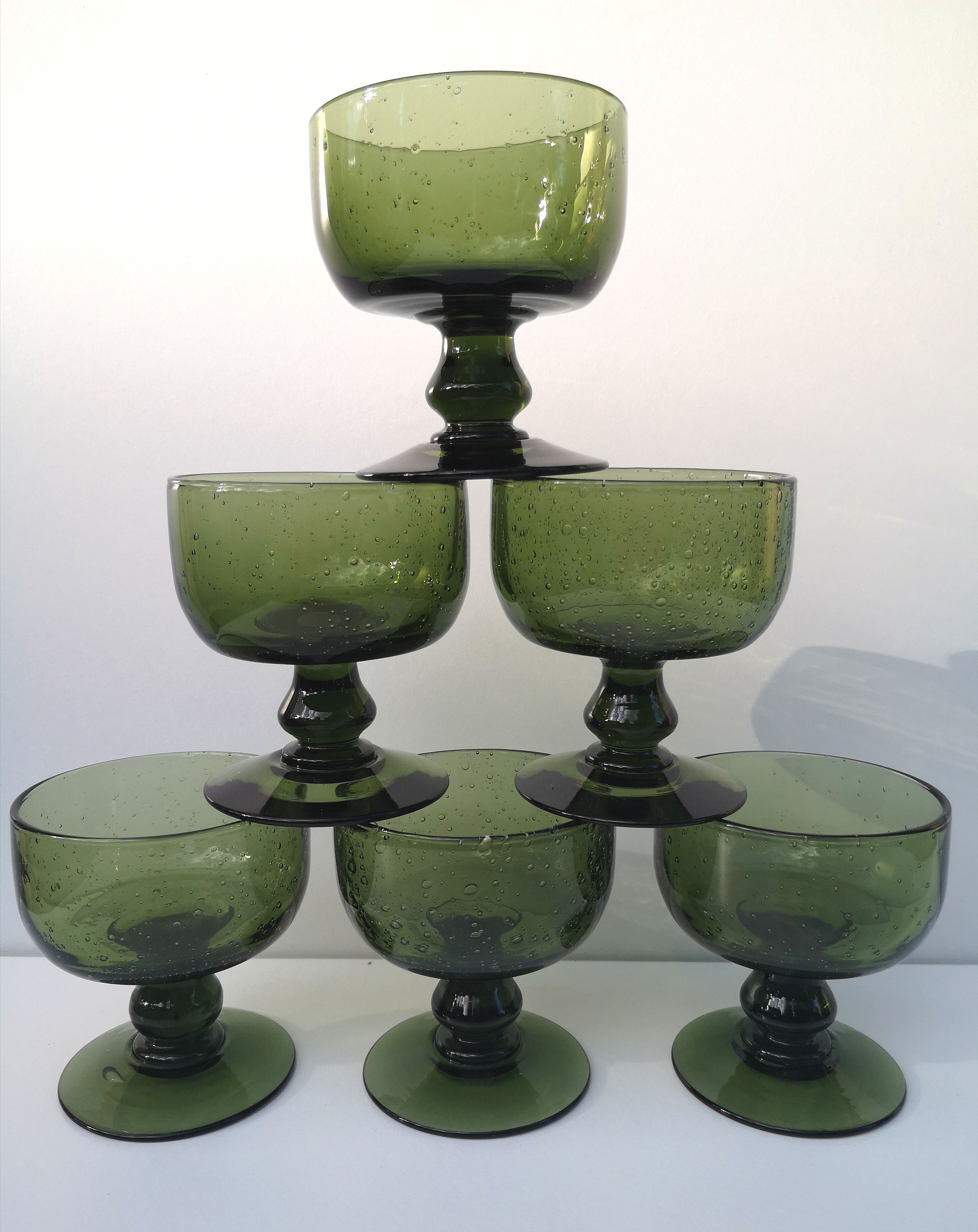 Set of 6 bubble glass cups