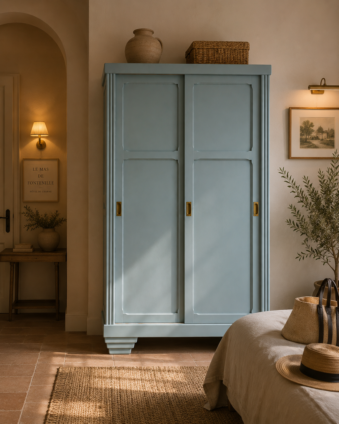 Parisian Art Deco wardrobe with sliding doors.