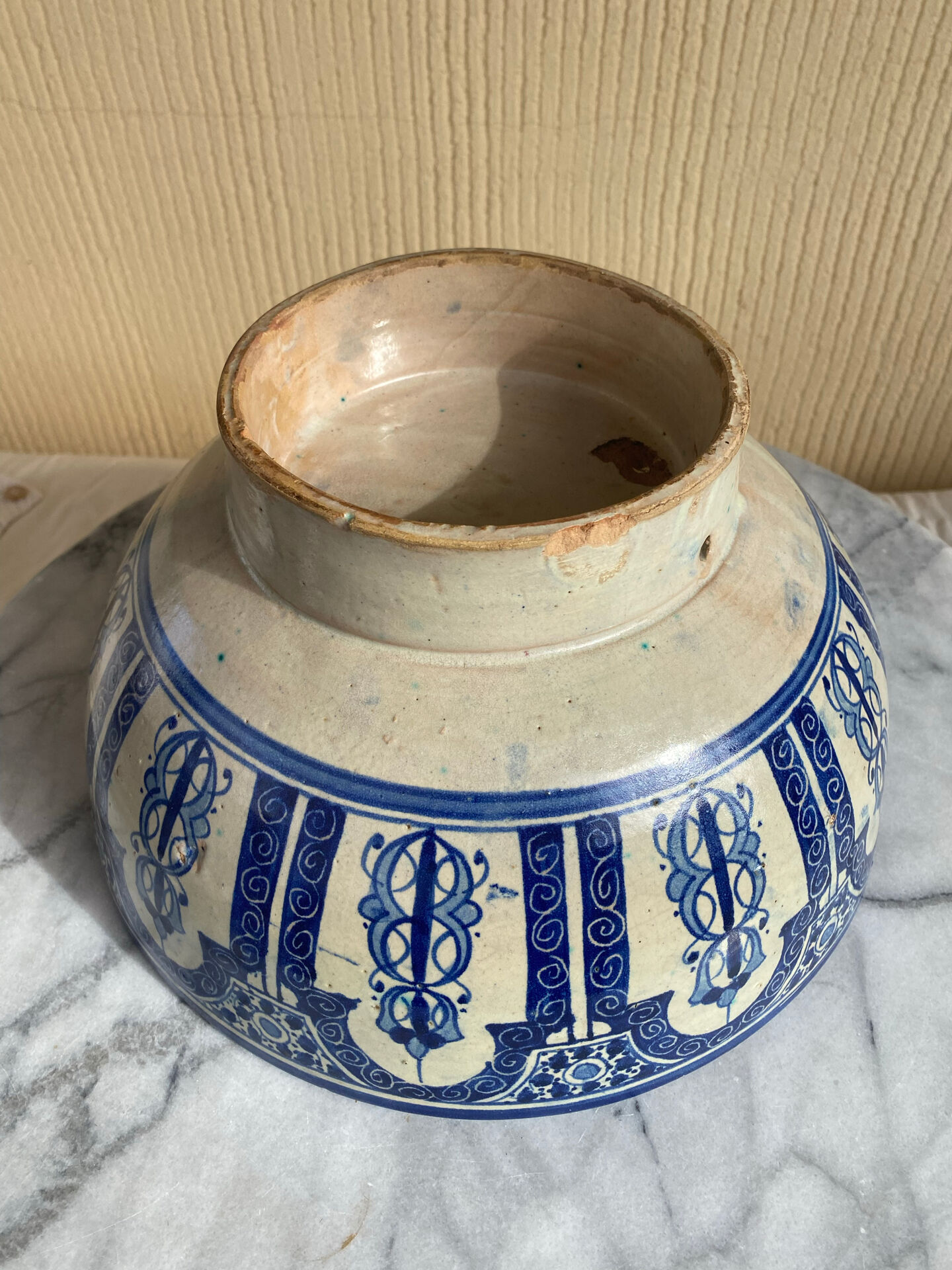 Ancien grand plat tarbouche marocain XIXeme