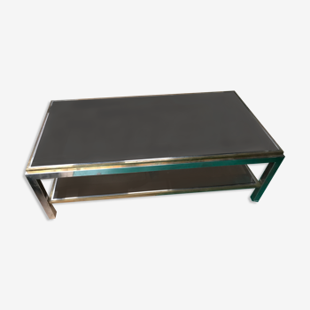 Table basse chrome et laiton signée Willy Rizzo