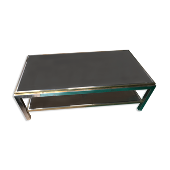 Table basse chrome et laiton signée Willy Rizzo