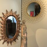 Golden brass sun mirror