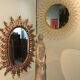 Golden brass sun mirror