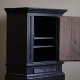 Antique black painted wardrobe from the 18th century by a Danish cabinetmaker, baroque.