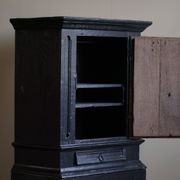 Antique black painted wardrobe from the 18th century by a Danish cabinetmaker, baroque.