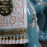 Green blue ceramic elephant