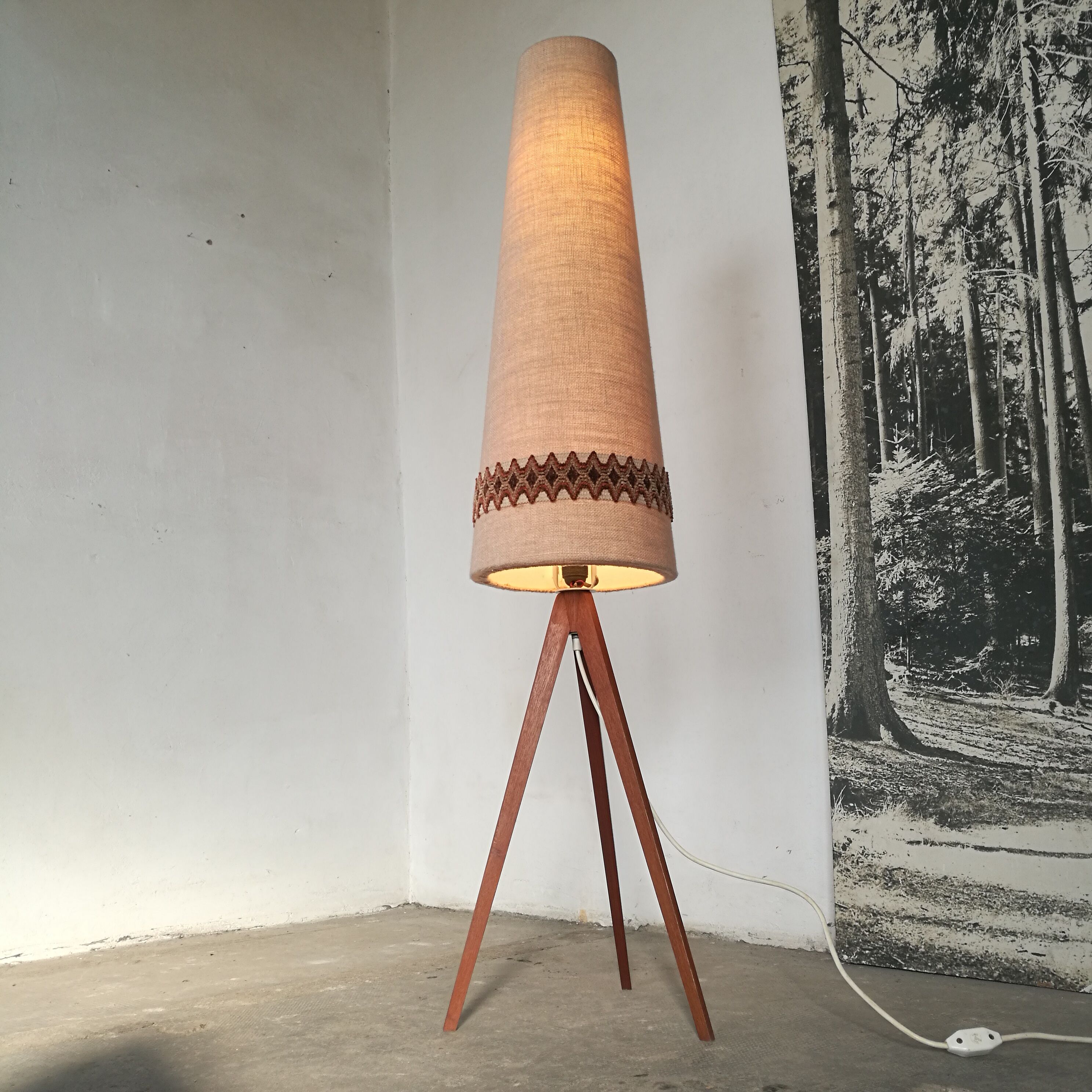 Scandinavian tripod teak lamppost