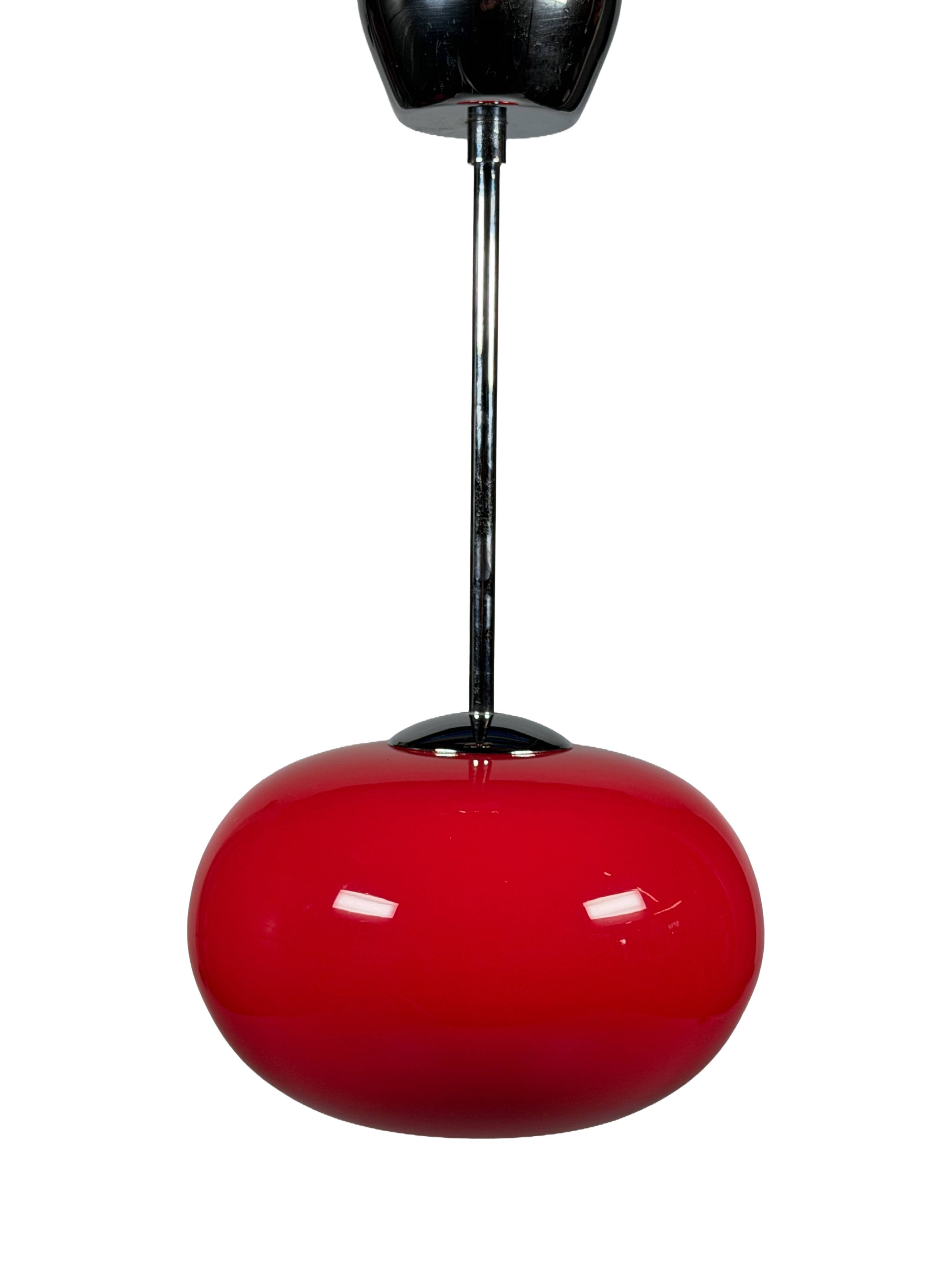 1960s 1970s Pendant Light Glass Ceiling Lamp Space Age Design