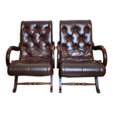 Pair of leather chesterfiel armchairs