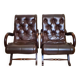 Pair of leather chesterfiel armchairs