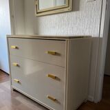 Chest of drawers Pierre Vandel 1970-1980 ecru/gilded