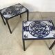 Italian ceramic tiles & steel side tables or nightstands, 1970s, set of 2
