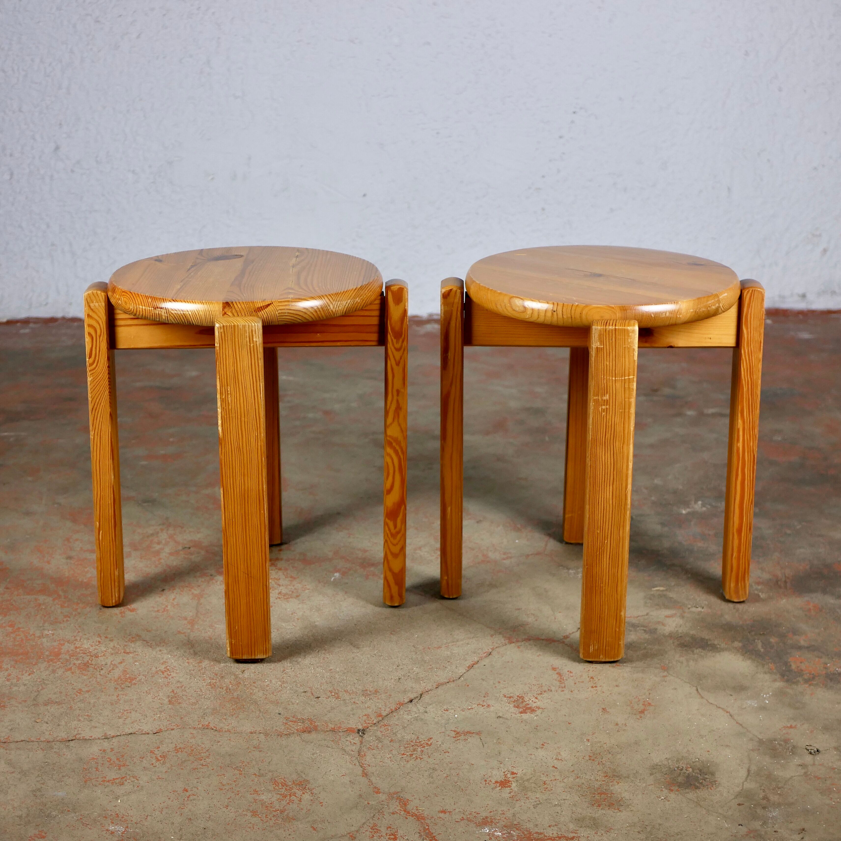 Pair of stackable pine stools