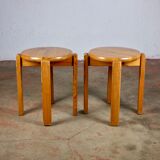 Pair of stackable pine stools