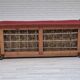 1960s, Danish 3 seater sofa, original condition, cherry-red furniture velour.
