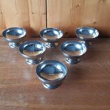 6 vintage stainless steel ice cream cups, France