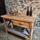 Vintage French industrial workbench – 1920s/1930s oak and pine table with drawer