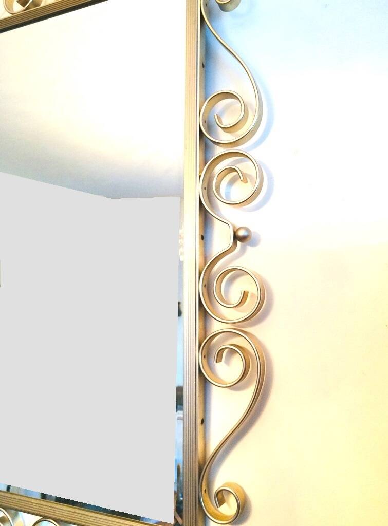 50s gilded brass mirror. Vintage. Hollywood Regency