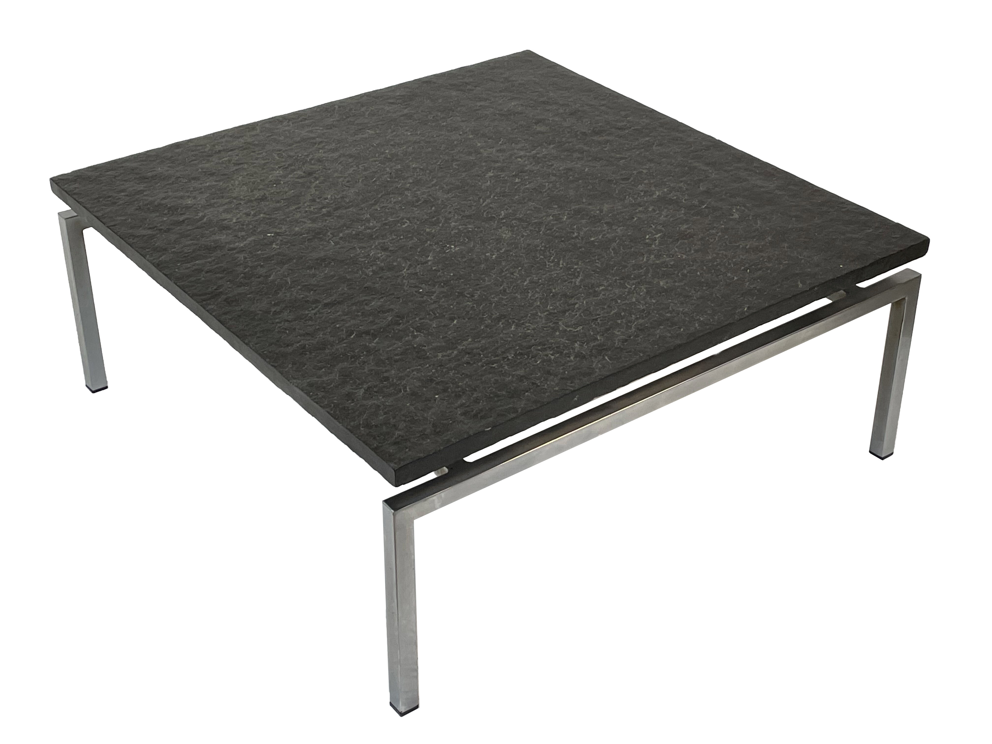 Vintage coffee table stone top frame steel 70's design