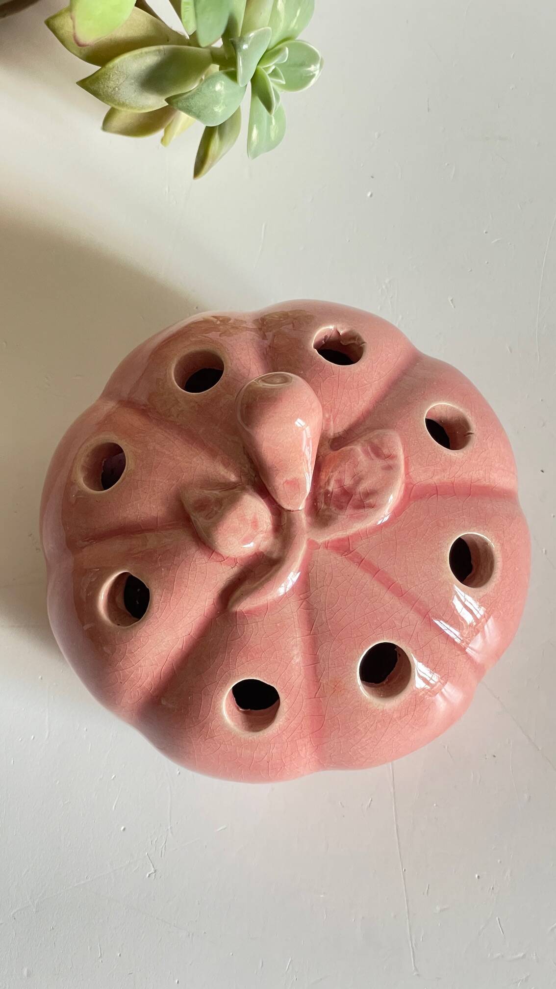 Vase, pique-fleurs vintage en céramique