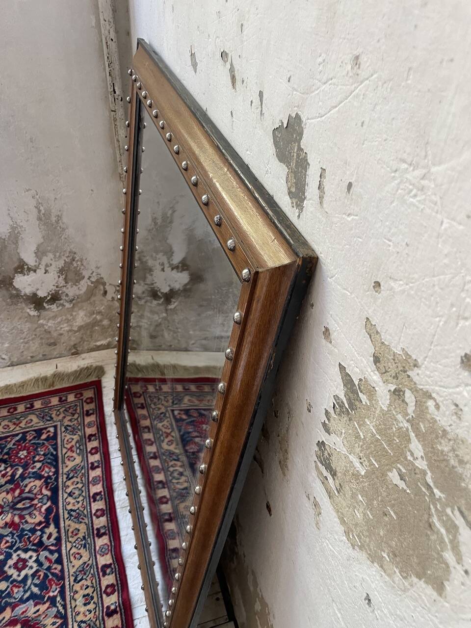 1900 wooden mirror with nails