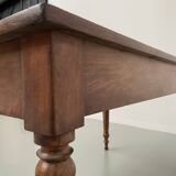 Walnut and pine drapery farmhouse table