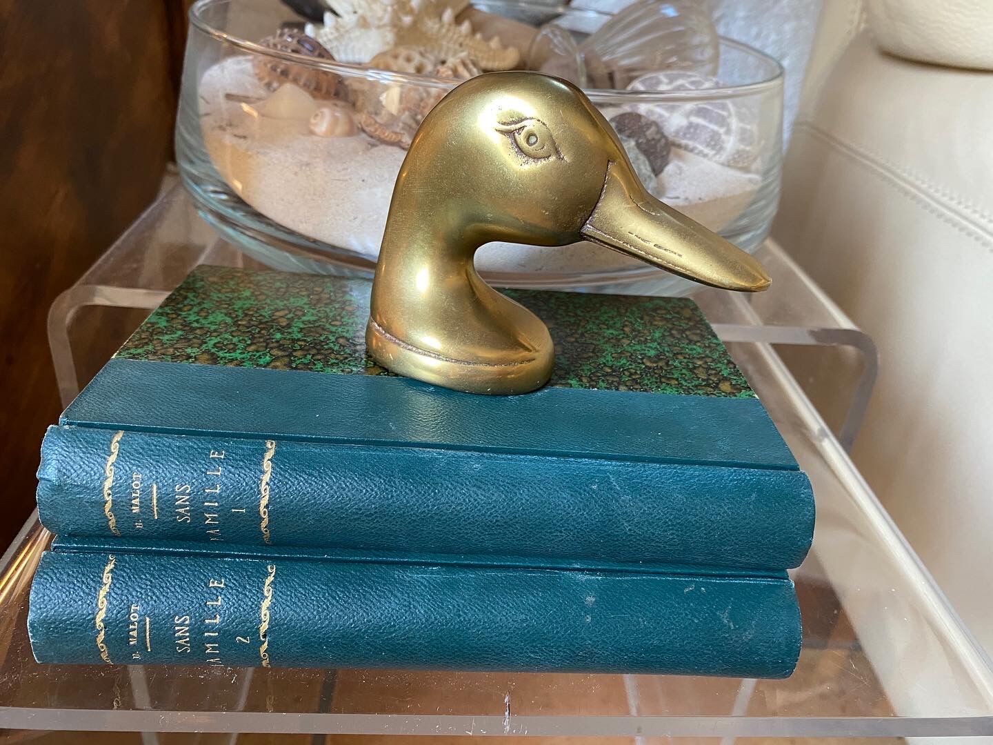 Décapsuleur "canard" en laiton doré vintage
