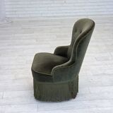 Chaise d'appoint danoise des années 1970, velours vert, pieds en bois de hêtre.