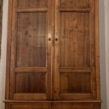 Antique solid wood wardrobe, rustic, with drawers and original key.