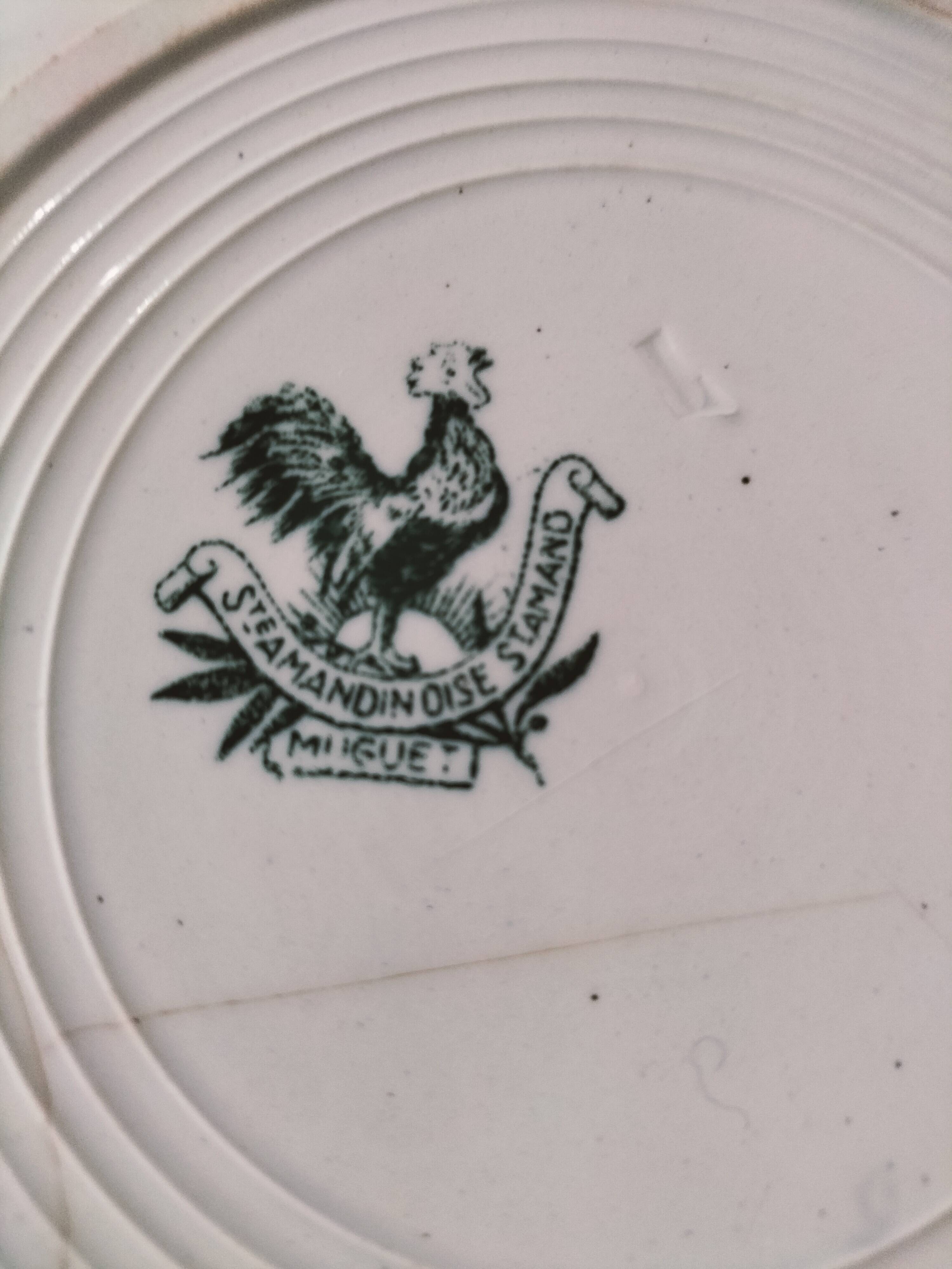 Antique plate from the Saint-Amandinoise pottery factory, Muguet pattern, circa 1900