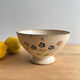 Old earthenware bowl on a pedestal, Digoin Sarreguemines Flowers / flo