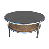 Glass and wicker coffee table