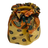 Trompe-l'Œil Ceramic Vase in the Shape of a Knotted Bag with Floral Decoration. Work
