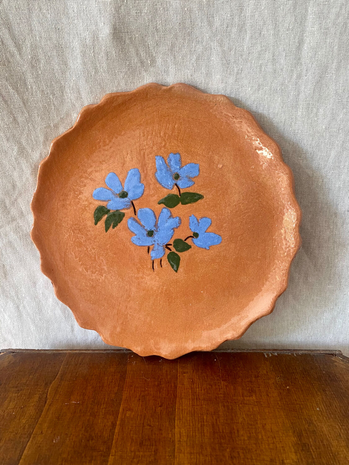 Artisanal ceramic flower plate