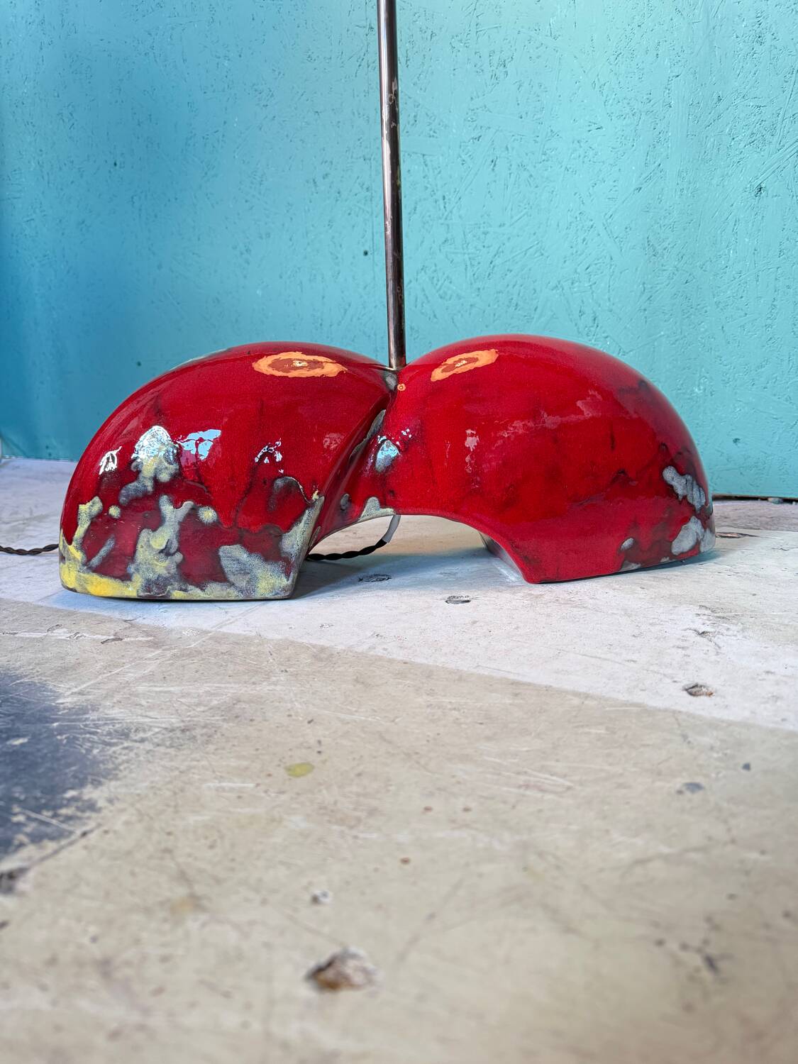 A unique, one-of-a-kind artist-made ceramic floor lamp