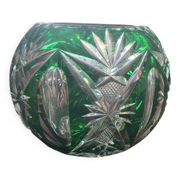 Cut crystal round vase