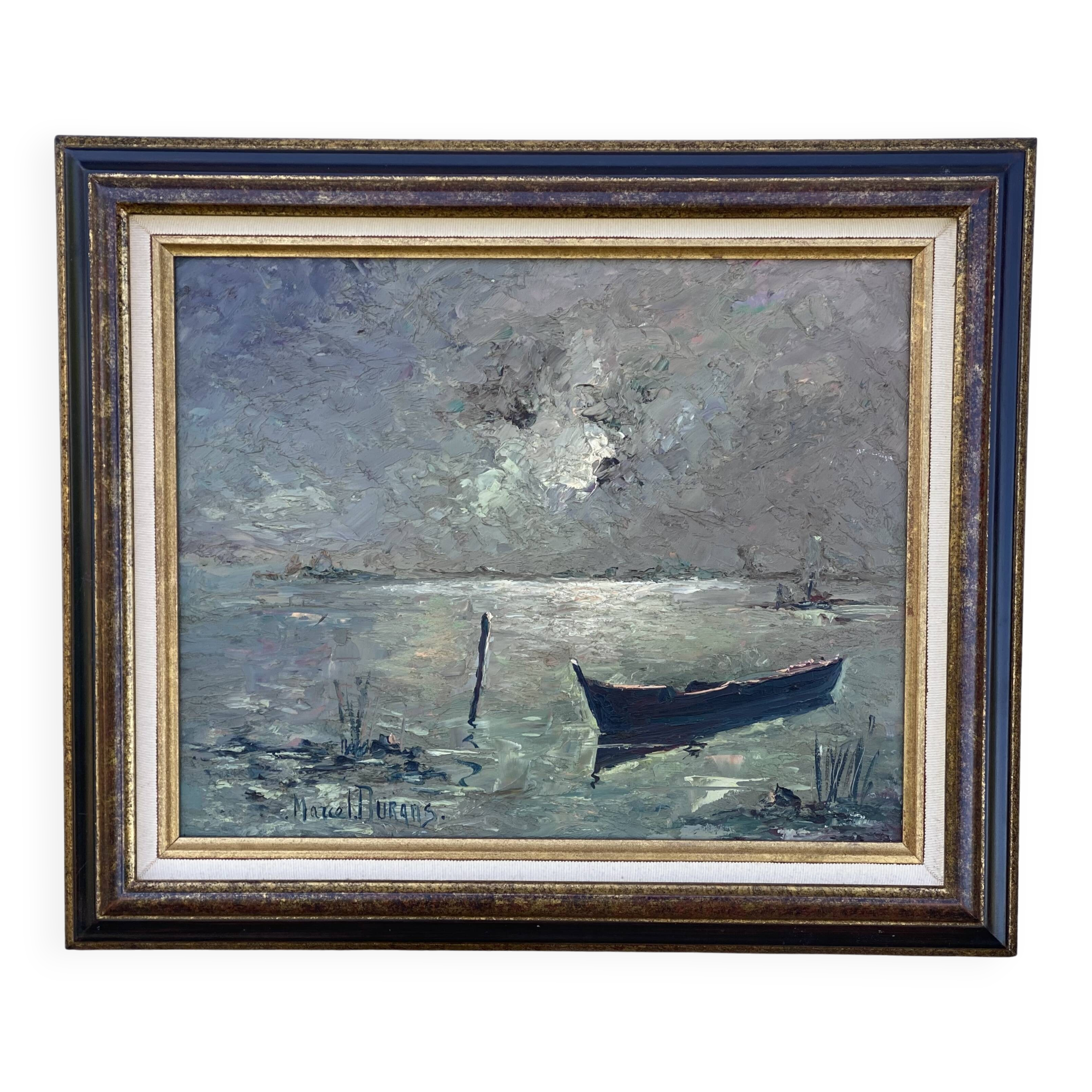 Painting by Marcel DURANS, light effect in Les Dombes (Ain)